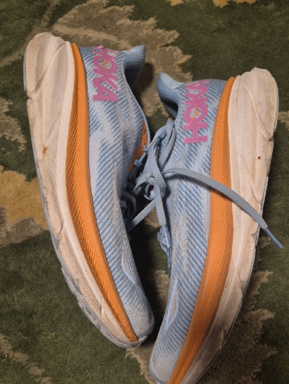 Hoka Light Blue and Orange Men's Running Sneakers - Picture 8 of 8